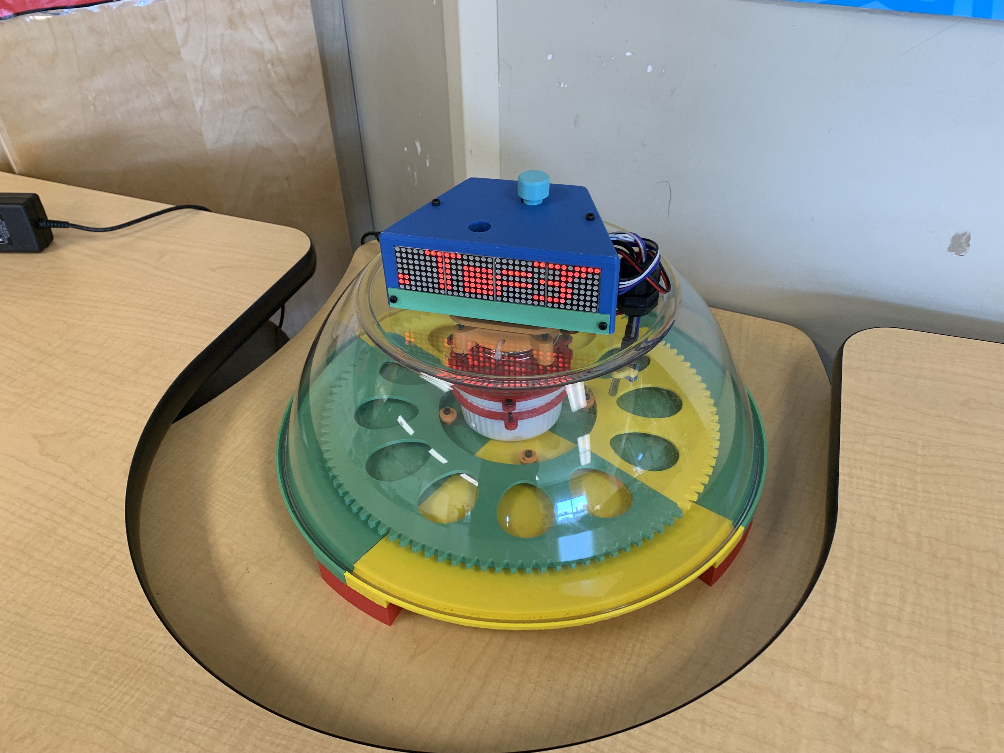 The Multi Hatch 9000 egg incubator set up in a classroom
